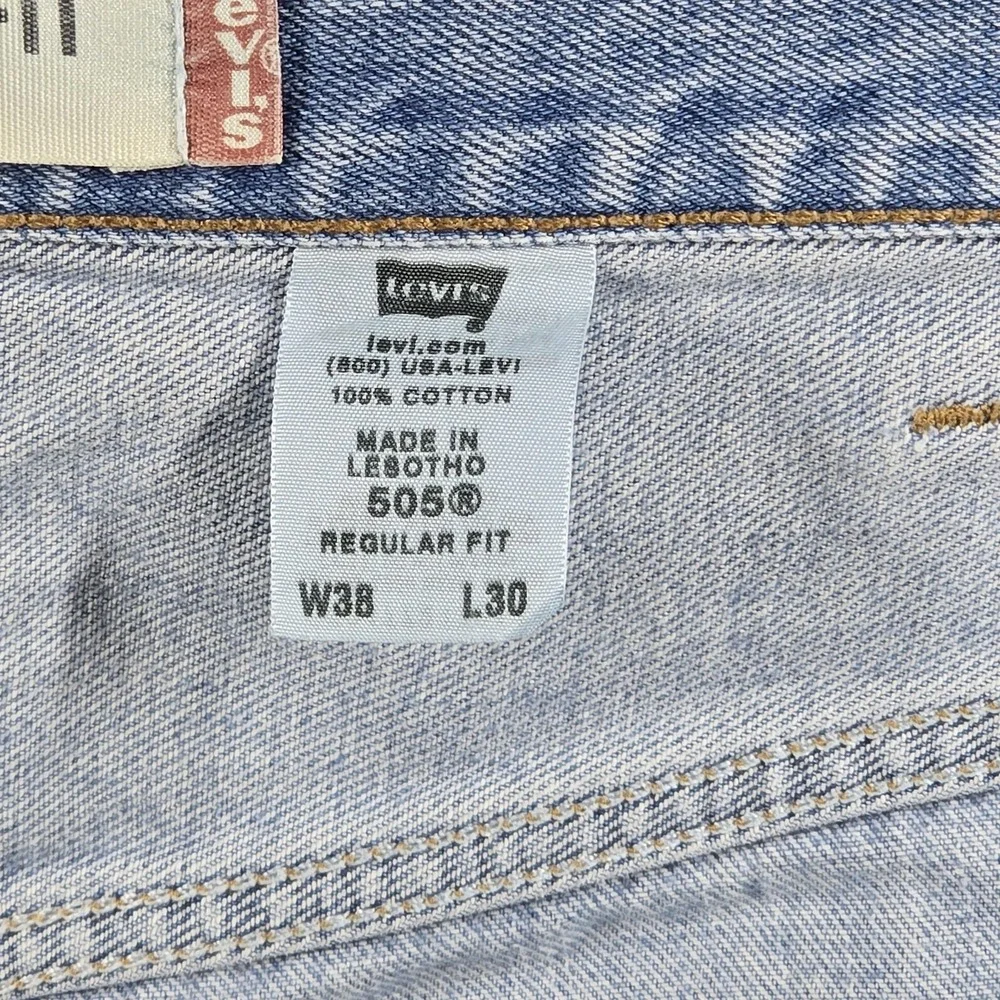 Vintage Levis 505 Jeans Mens 38x30 Denim Blue‎ Regular Fit Straight Leg Y2K